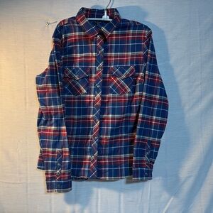 Kuhl Alina Plaid Flannel Button Down Shirt Womens Blue Red Western Sz L